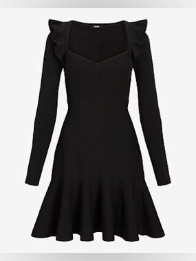 EXPRESS Women’s ruffled fit and flare sweater dress🖤🖤